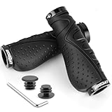 LYCAON Bike Lenker Griffe Fahrrad, Fahrradgriffe Ergonomisch rutschfeste Gummi Fahrrad Griff mit Aluminium Lock, Handgriff für Scooter Cruiser Urban Dreirad Rad Stuhl Mountain Road BMX MTB (Schwarz)