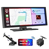 Avylet 9,26' Wireless Carplay Display für Apple Carplay & Android Auto, Tragbarers Carplay Autoradio mit IP67 Rückfahrkamera, OTA-Updates, GPS Navigation, Bluetooth 5.0, Mirror Link, FM/AUX