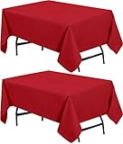 Utopia Kitchen Polyester Tischdecke - 52x71 Zoll (132x180 cm) Tischdecke - In der Maschine waschbar - Ideal für Partys, Veranstaltungen, Hochzeiten und Restaurants (2er-Pack, Rot)