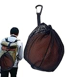 Basketball-Netztasche – strapazierfähige schwarze Netzkordel, Balltasche, Organizer für Sportausrüstung, aus leichtem Netzstoff mit Clip-Haken | bequemer Stauraum für Basketball