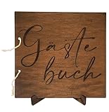 Embracing Mindfulness Blanko Gästebuch aus Holz - 72 Dicke Seiten aus recyceltem Papier - Hochzeitsbuch Hochzeit Taufe Geburtstag Vintage