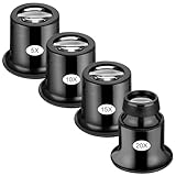 4 Stück Uhrmacherlupe 5x/10x/15x/20x Schmuck Augen Lupe Juwelier Lupe Tragbar Vergrößerungsglas Glas Schlaufe Edelsteinelupe für Münzen Diamanten Briefmarken Uhr Hobby Elektriker Nähen