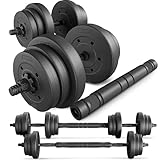 TREX SPORT Hanteln Set | 2er Set Kurzhanteln & Langhantel | 20kg 40kg Hantelset Dumbbell Set mit Verbindungsrohr (2 x 10 kg)