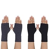 MaoXinTek Kaschmir Handschuhe Fingerlose Fäustlinge Handwärmer für Damen, 2 Paar Wärmer Strick Kurzer Gestrickte Halb Winter-Handschuhe mit Fingerdaumenloch zum Tippen Fahren