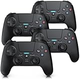 CSL - 4x Wireless Gamepad für PC und PS4 - PC Anschluss - Wireless Controller - Dual Vibration - Headset Ausgang - Turbo Funktion - Touchpad - Share-Taste - eingebauter Lautsprecher