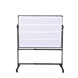 KHZKHC Mobiles Whiteboard Für Musikmitarbeiter 90 X 120 cm, Mobiles Doppelseitiges Musik-Whiteboard, Rollschuhlaufen Mit Bremse, Seitliche Skalierung, Freies Heben, Für Schule