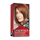 Revlon Permanente Haarfarbe, Permanentes Haarfärbemittel, Colorsilk mit 100 % Grauabdeckung, Ammoniakfrei, Keratin und Aminosäuren, 54 Helles Goldbraun
