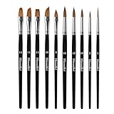 Himmlfel 10 Stück Pinsel Inklusive runde Spitze, Filbert, schräg, flach, Rigger, Katzenzunge und Dolch Pinseltypen, für viele Malbedürfnisse, für Acryl, Aquarell, Öl und Gouache Malerei