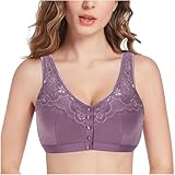 CHintass Vorderverschluss BHS Nach Der Operation Mastektomie BH Mit Taschen Baumwoll-BH Mit Vollständiger Abdeckung Kabelloser Damen-Dessous for Jeden Tag(Color:Purple,Size:40/90ABC)