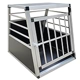 Hundebox Auto, 60x70x67.5cm Hundetransportbox Aluminium für Hunde Katzen, Groß Hundebox mit Sicherheitsverschluss, leicht und stabil (60x70x67.5cm)