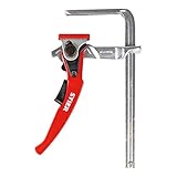 STIER Ganzstahl-Hebelzwinge SHZ 160/60, Fixierung von Führungsschienen diverser Hersteller, Hebelmechanismus, Handzwinge, Zwinge, Tischzwinge, Einhandzwinge, Schnellspannzwinge