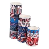 DOITOOL 16 Rollen Unabhängigkeitstag Band Scrapbook-Klebeband- Scrapbook-Bänder DIY Klebeband Aufkleber zum Thema „4. Juli“. Wickelband Urlaubsband Japanisches Papier