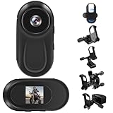 Yadayuki Mini Action Cam, 360°Tragbare Sportkamera mit 0,85-Zoll-Display, HD 1080P Bodycam Körperkamera Helm ActionKamera, Haustierkamera,Motorrad Sport Kamera, Multifunctional Accessories