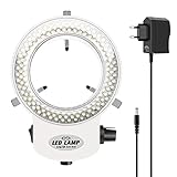 Tiamu Mikroskop LED Ringlicht, Stereomikrosko Kamera 144 LED Perlen Ringleuchte, Helligkeit 0-100% einstellbar Ringlicht Industrie Optische Mikroskop Kamera Ringlampe Light Illuminator