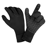 AOOSA 3mm Neopren Tauchhandschuhe, Erwachsene Fünf-Finger-Tauchhandschuhe, Thermo-Neoprenanzughandschuhe mit Elastischem Handgelenk und Rutschfesten Partikeln zum Tauchen, Surfen, Schnorcheln-XL