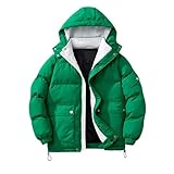 crazynekos Warme Winterjacke für Herren, Baumwolle, Daunenjacke, Pufferjacke, lässiger Knopf, Kapuzenmantel (Grün, L), grün, L