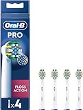 Oral-B Pro Floss Action Aufsteckbürste für elektrische Zahnbürste, X-Form und Interdentalborsten für tiefere Plaque-Entfernung, 4 Stück Zahnbürstenköpfe, Weiß