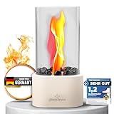 Glanzfeuer Tischfeuer Indoor & Outdoor – Extra Lange Brenndauer – Dekoratives Kamin-Set – Geschenkidee für Garten & Wohnung