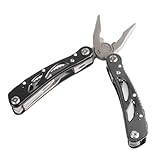 Multifunktionswerkzeug mit Edelstahlklingen, Taschenmesser mit Texturbeschichtung, 8-in-1 Multitool, Schwarz