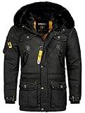 Geographical Norway warme Herren Winter Jacke FVSB Parka Outdoor ACORE Luxus SKI, Farbe:Schwarz, Größe:S