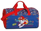 Paw Patrol Kinder Jungen Mädchen Sporttasche mit tollem Marshall Motiv (671) mit großen Hauptfach, Volumen 12 L, 39 x 29 x 18 cm, blau/rot