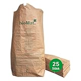 bioMat Kompostierbare Papiersäcke 120l aus Kraftpapier, 25 Papiertüten für Biotonne, 1-lagig, Reißfest, Nassfest, Braun