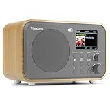 Audizio Milan DAB Radio mit Bluetooth, 10 Stunden Akku Radio 2000 mAh, Radiowecker mit Sleeptimer, Line-Out, UKW, Autosuche, 40 Speicherplätze, DAB Plus, Küchenradio - Bambus