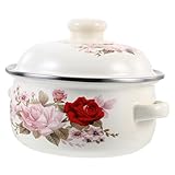 VICASKY Praktischer Nudelkochtopf aus Emailliertem Gusseisen Suppentopf mit Doppeltem Griff für Induktionsherde Stark und Langlebig Einfach zu Reinigen Verwenden