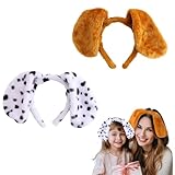 UILYNIU 2 Stück Plüsch Stirnband Hundeohren Tier Stirnbänder für Kinder Erwachsener, Hund Stirnbänder Tierohr Haarreif Damen Mädchen, Tiere Haarbänder Kopfbedeckung für Halloween Kostüm