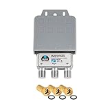 1x DiseqC Schalter Switch 2/1 mit Wetterschutzgehäuse HB-DIGITAL 2X SAT LNB 1 x Teilnehmer/Receiver für Full HDTV 3D 4K UHD + 3 x Vergoldete F-Stecker Vergoldet