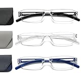 Viseng 3 Pack Randlose Lesebrille Leicht und Bequem Anti Blaulicht Lesehilfe Ultraleicht Rahmenlose für Herren und Damen Modische Brillen klarer rechteckigem 2.0