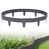 Rasenkante Beeteinfassung in Steinoptik,Beetumrandung Mähkante Randsteine aus Kunststoff, Gartenpalisade Gartenzaun für Garten Border Blumenbeet (Schwarz,17,5 m - 70 Stück)