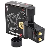 Premium X Rocket Twin LNB - 2Fach - für 2 Teilnehmer - 4K Full HD - mit Wetterschutz für Satellitenschüssel Digital TV Fernseher - Schwarz