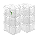 PAFEN 6x Euro Stapelbox 16l - 35 x 27 x 21 cm - Aufbewahrungsbehälter Euro-box Transparent Stapelkasten Transport Eurobehälter aus PP