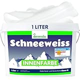 derendo Schneeweiss Wandfarbe weiß hohe Deckkraft 1l Innenfarbe matt ausbessern Testsieger Wände streichen ohne tropfen hochdeckend innen weiss 1 Liter