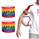 2 Stück Kapitänsbinde Fußball Armbinde Verstellbare Captain Armband Multicolor Spielführerbinde Elastic Kapitäns Armbinden Fußball Armband für Kinder Erwachsene Junior Viele Sportarten