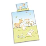 Herding Baby Best Kleinkinder-Bettwäsche-Set, Jana Bauernhof Tiere Wendemotiv, Bettbezug 100 x 135 cm, Kopfkissenbezug 40 x 60 cm, Baumwolle/Renforcé