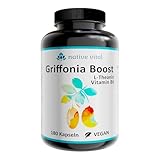 Griffonia Samen mit 5-HTP, L-Theanin und Vitamin B6, 180 Kapseln, 500mg Griffonia pro Tagesdosis - made in Germany - vegan