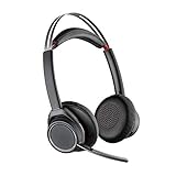 Plantronics - Voyager Focus UC (Poly) - Bluetooth Dual-Ear (Stereo) Headset mit Boom Mic -USB-A Active Noise Cancelling - Kompatibel mit PC/Mac - Funktioniert mit Teams (zertifiziert), Zoom