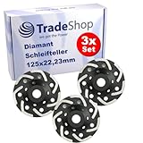 3x Trade-Shop V-Segment Diamant Schleifteller/Schleiftopf 125 x 22,2mm kompatibel mit DeWalt Eibenstock Festool Hilti Flex Collomix Schleifer Fräse Granit Marmor