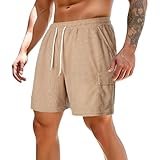 Laufshorts für Herren, Kordelzug, Cord-Shorts, elastische Taille, knielang, lockere Passform, Cargo-Shorts, einfarbig, Sommerhose, entspannte Passform, Fitnessstudio, kurz, leicht, atmungsaktiv