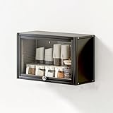 Wandmontierter Geschirrschrank, multifunktionale Küchenspeicher-Einheit, platzsparender Geschirrabtropfschrank, Haushalts-Geschirrablage für die Arbeitsplatte(Gray,40x17x30cm/15.7x6.7x11.8in)