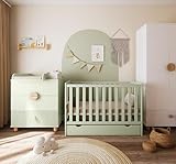 zee - Babybett Kinderbett, 2w1 Bett Bambi - mit Schublade, Schutzgitter und Schaumstoffmatratze inklusive - Set mit antiallergischer Matratze - 120x60cm - Mint
