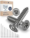 Schrauben Torx Edelstahlschrauben 4x20 Edelstahl V2A rostfrei Spanplattenschrauben für Holz Vollgewinde 4mm stark 20mm lang 100 Stück rostfreie Holzschraube A2