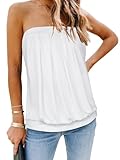 Damen Tube Tops Sommer Trägerlos Bandeau Tanks lässig Ärmellose Weste Off Shoulder Shirts(Weiß,L)