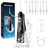 Yeerain Munddusche Zahndusche mit 4 Modi & 8 Düsen, 310ML Water Flosser Kabellose Zahnreinigung, IPX7 Wasserdicht & USB Wiederaufladbar, Tragbare Mundduschen Waterflosser für Reisen & Hause