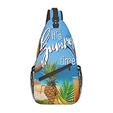 Herren Brustrucksack Damen Sporttasche, Ozean Tier Fisch Kausale Schulterrucksack Kreuz Brusttasche Diagonale für Erwachsene, Ananas-Vögel für den Sommer, Einheitsgröße