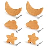 HO-SFSM 6 Stück Schrankknöpfe, Schrankknöpfe Kinder, Holz Tür Schubladengriffe, Griffe Schrank Griff Kommode Schublade Knöpfe ziehen Möbel