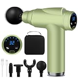 BUOAZR Massagepistole, Mini Muskel Massage Pistole mit 32 Geschwindigkeiten bis zu 3500U/min und 4 Massageköpfen, Elektrisches Massagepistole mit LCD-Bildschirm zur Körper Muskel Entspannen(Grün)