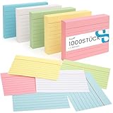 Koogel Karteikarten A8 1000er Set, Lernkarten in 5 Farben für Studium, Vokabeln, Abitur, TestDaF, Medizinstudium, 7.3 x 5.1 cm